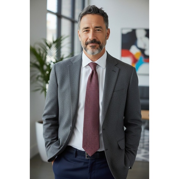 Salvatore Ferragamo Men's Silk Tie Burgundy Butterfly Print Made in Italy Luxury - Picture 2 of 6